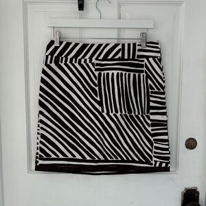 Ann Taylor Black and White Patterned Mini Skirt
